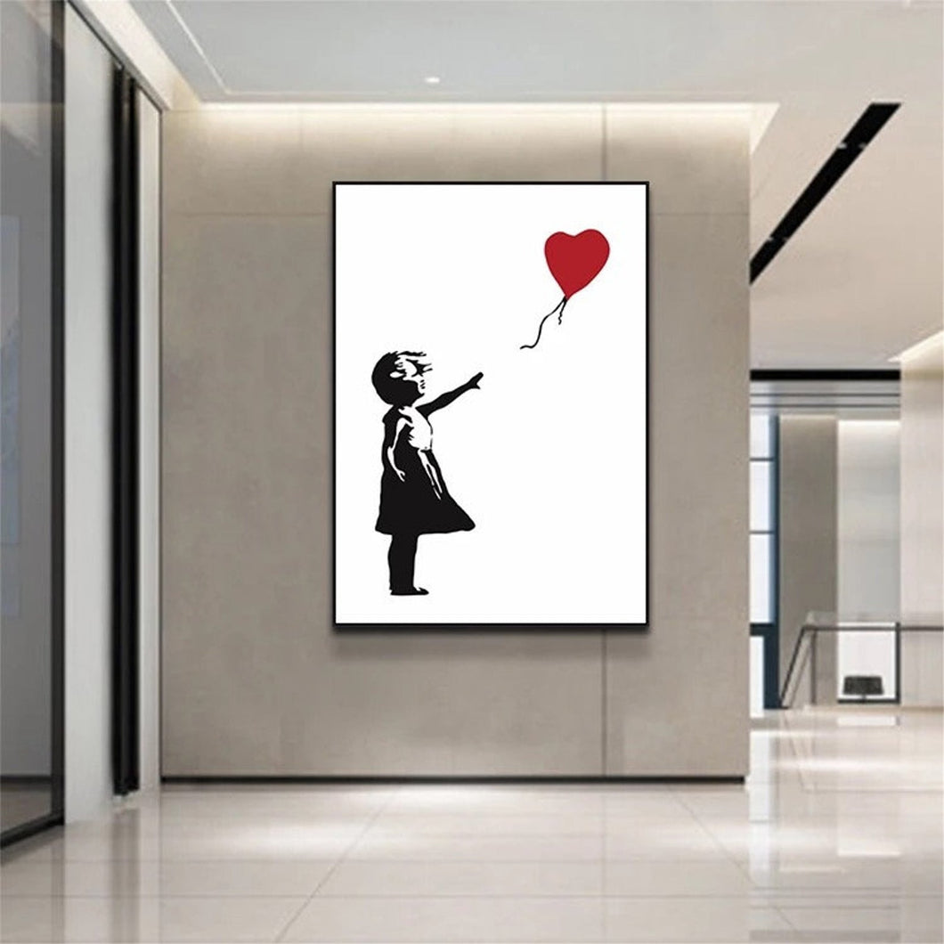 Banksy Baloon Girl Canvas Oil Painting, Graffiti Art, Modern Pop Art Canvas Oil Painting, Graffiti Style Oil Painting, NOT PRINT