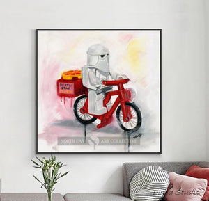 Hand Made Funny Oil painting  Lego Picture On Canvas Kids Room Pub Garage Art Decorative Paint Canvas Painting