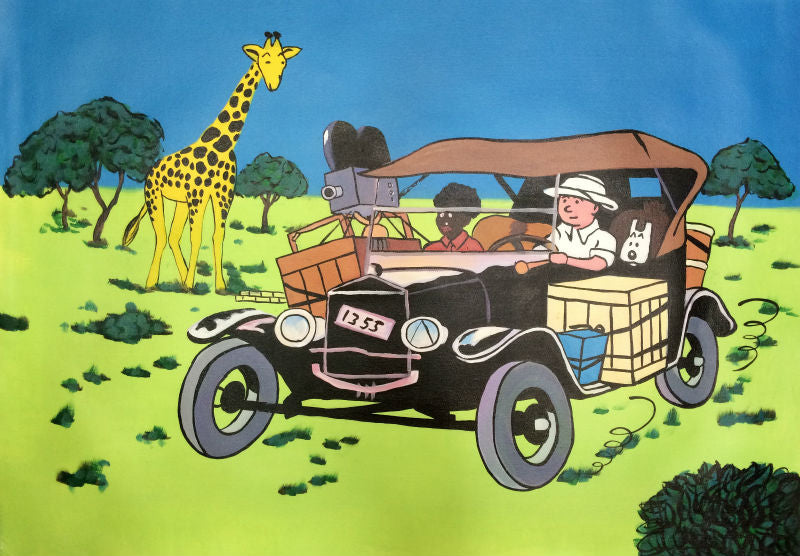 100% Hand Painted Modern Cartoon Oil Painting on Canvas TinTin Oil Painting Wall Art Painting Picture for Living Room Decoration
