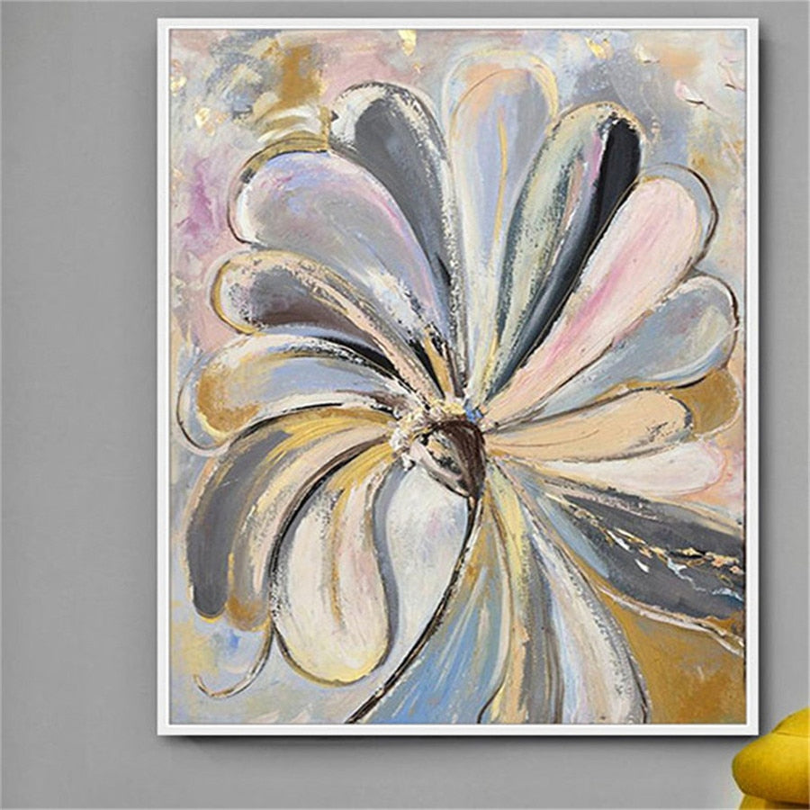 New product hot sale snow mountain flower color canvas oil painting handmade home wall decoration canvas art painting art home