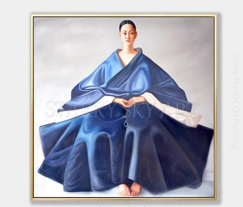 Professional Artist Hand-painted High Quality Korea Portrait Oil Painting on Canvas Beautiful Korea Woman Oil Painting for Decor
