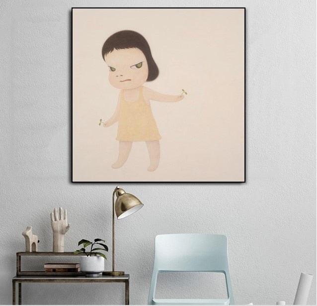 Nara Yoshitomo cartoon oil painting hand made on canvas graffiti art oil painting for wall decoration