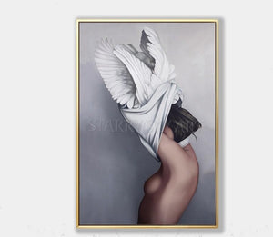 Excellent Artist Hand-painted High Quality Beautiful Wall Art Angel Undress Oil Painting on Canvas Sexy Angel Girl Oil Painting