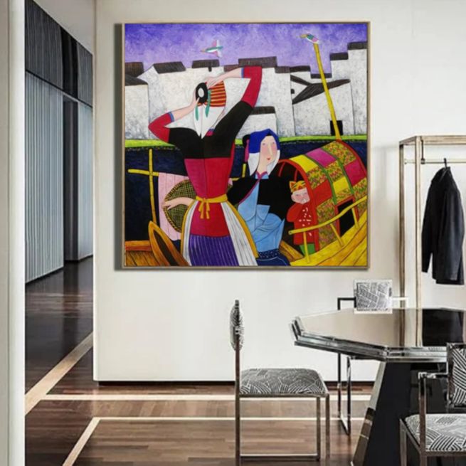 Oil Painting Special Folk Art Style Good For Wall Decoration