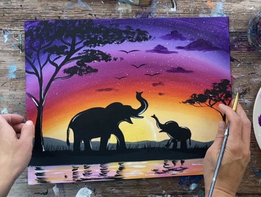 100% Hand Painted Pop Art graffiti Artworks Elephant Oil Painting on Canvas for Room Decoration