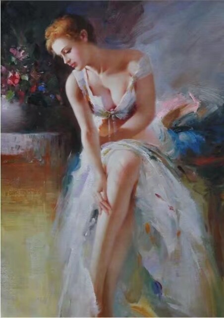 The beauty of oil painting Hand Painted Unframed Pino Daeni Impressionist  figure Canvas art