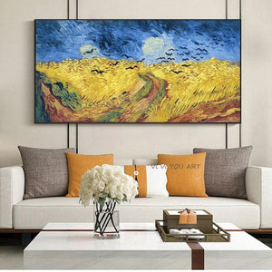 100% Hand Painted Oil Paintings Hand Made Great Holland Vincent Van Gogh Series Landscape Yellow Abstract Simple Frameless