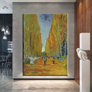 100% Hand Painted Famous Van Gogh At Oil Painting Yellow Woods Landscape Abstract On Canvas Wall Art For Living Room Large Size