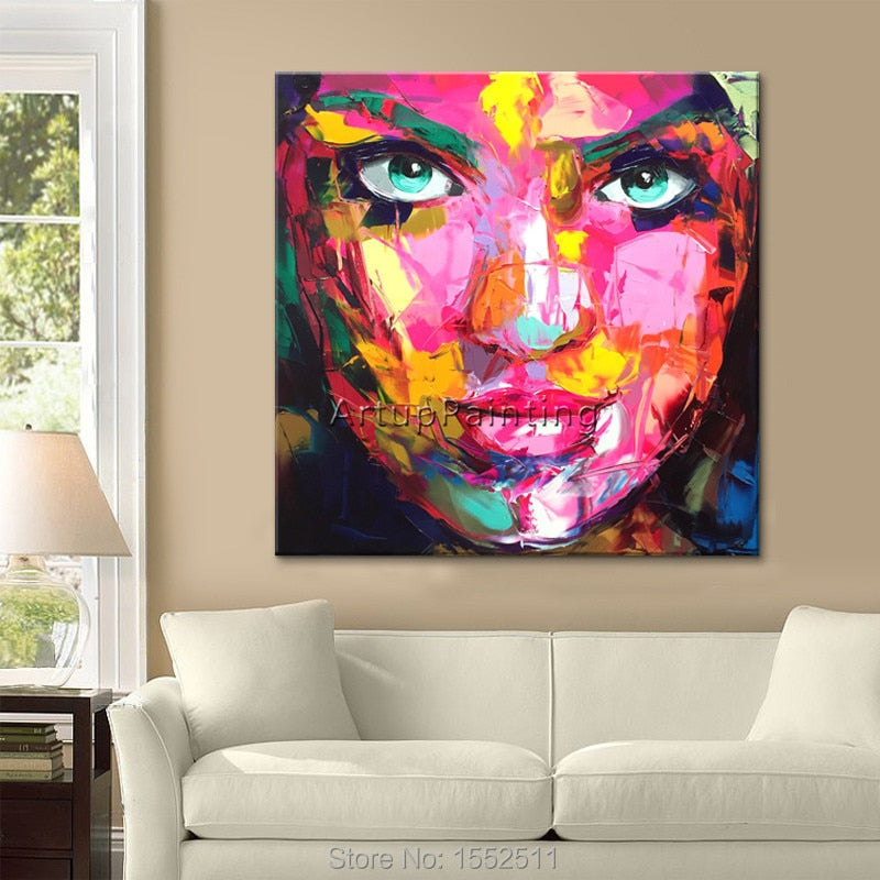 Colorful Abstract Face Painting Francoise Nielly Palette knife Portrait Oil painting Olivia Rodrigo Poster decoration salon