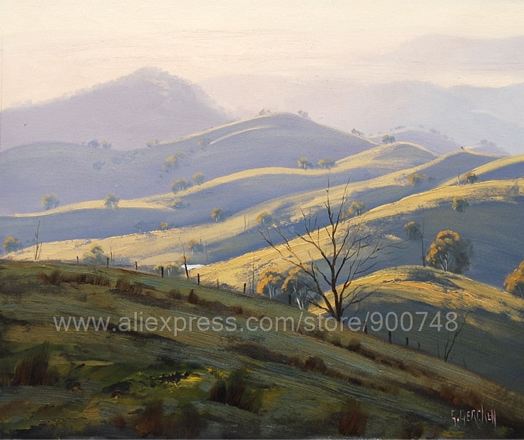 Morning Light Blue Mountains oil painting Valley Landscape Commissioned Huge oil paintingWall Art Canvas painting Bedroo