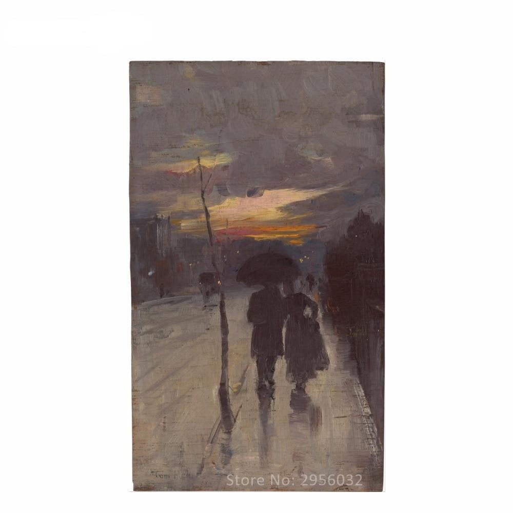 Going home 1889 by Tom Roberts Rainly Street Scene Hand painted handmade Oil Painting Reproduction Wall Art Canvas Painting copy