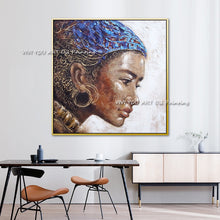 Load image into Gallery viewer, Colorful Portraits of African Tribe Black Women Girl Graffiti Art Canvas Oil Painting Picture Luxury 100% Handpainted Picture