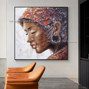 Colorful Portraits of African Tribe Black Women Girl Graffiti Art Canvas Oil Painting Picture Luxury 100% Handpainted Picture