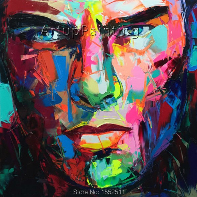 Palette knife painting portrait Palette knife Face Oil painting Impasto figure on canvas Hand painted Francoise Nielly 15-28
