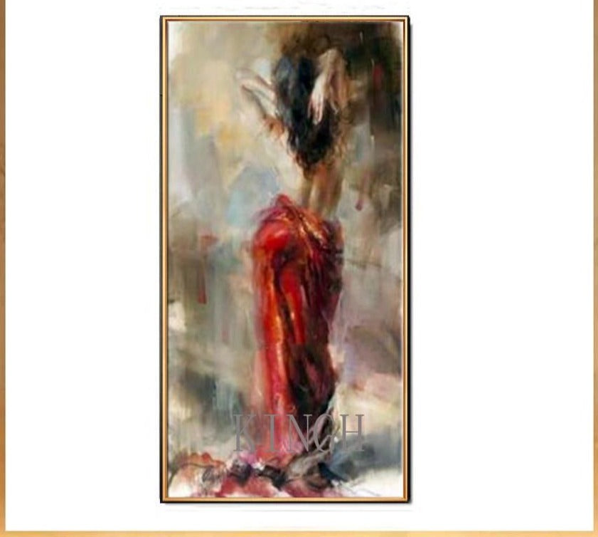 Characters original  nude 100% hand-painted art large oil painting by the red girl naked to show the charm of female art