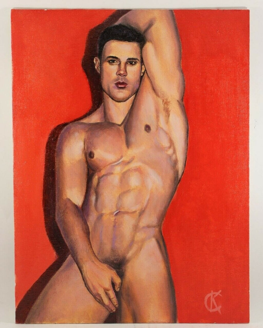 100% Hand-painted Oil painting on canvas (handmade) nude man