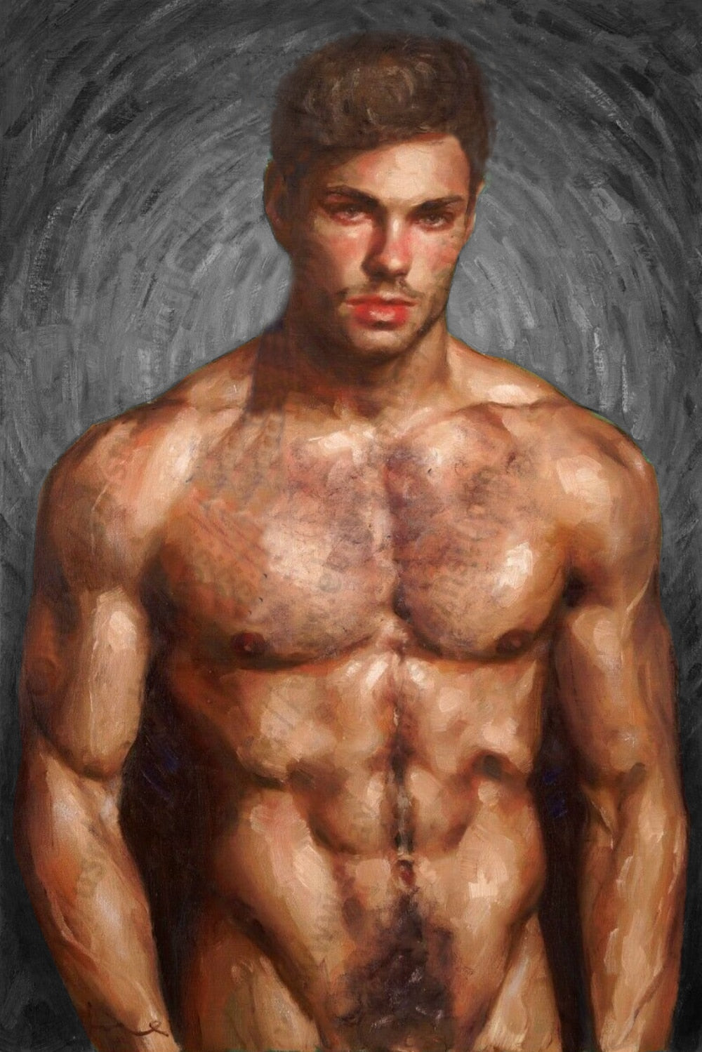 100%Handmade  Oil Painting Hand man portrait oil painting male nude muscle gay interest