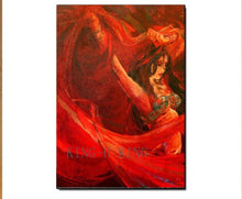 Load image into Gallery viewer, Hand-painted Spanish Flamenco Dancer Oil Painting On Canvas Spain Dancer Dancing With Red Dress Oil Paintings