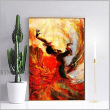 Load image into Gallery viewer, Hand-painted Spanish Flamenco Dancer Oil Painting On Canvas Spain Dancer Dancing With Red Dress Oil Paintings