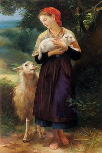 Portrait oil painting The Shepherdess 1873 William Adolphe Bouguereau Painting High quality hand painted free shipping