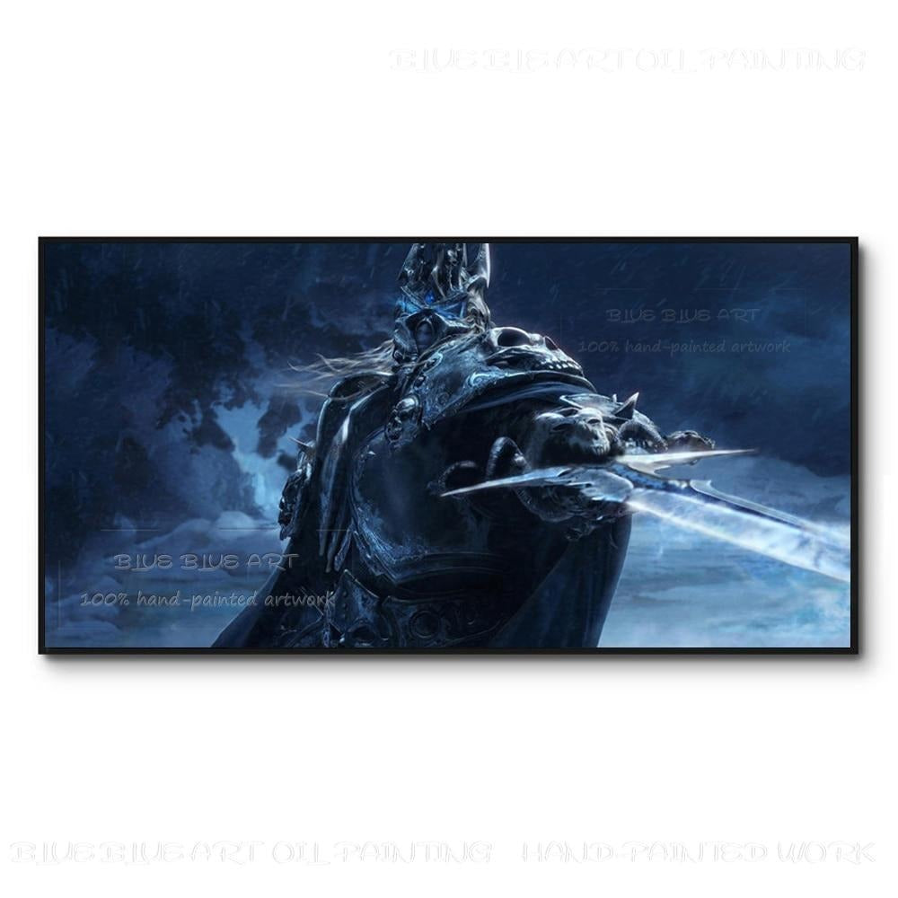 Professional Artist Pure Hand-painted Wrath Of The Lich King Oil Painting on Canvas Unique Wall Art King of Lich Oil Painting
