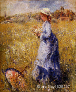 modern art gallery Girl Gathering Flowers Pierre Auguste Renoir painting High quality Hand-painted