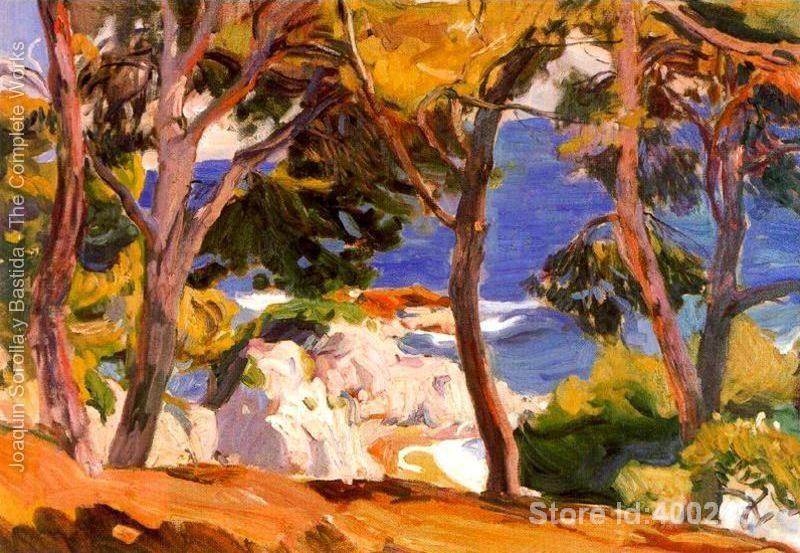 Beach art scenes Handpainted oil paintings Coast of Santa Cristina Lloret de Mar Joaquin Sorolla y Bastida High quality