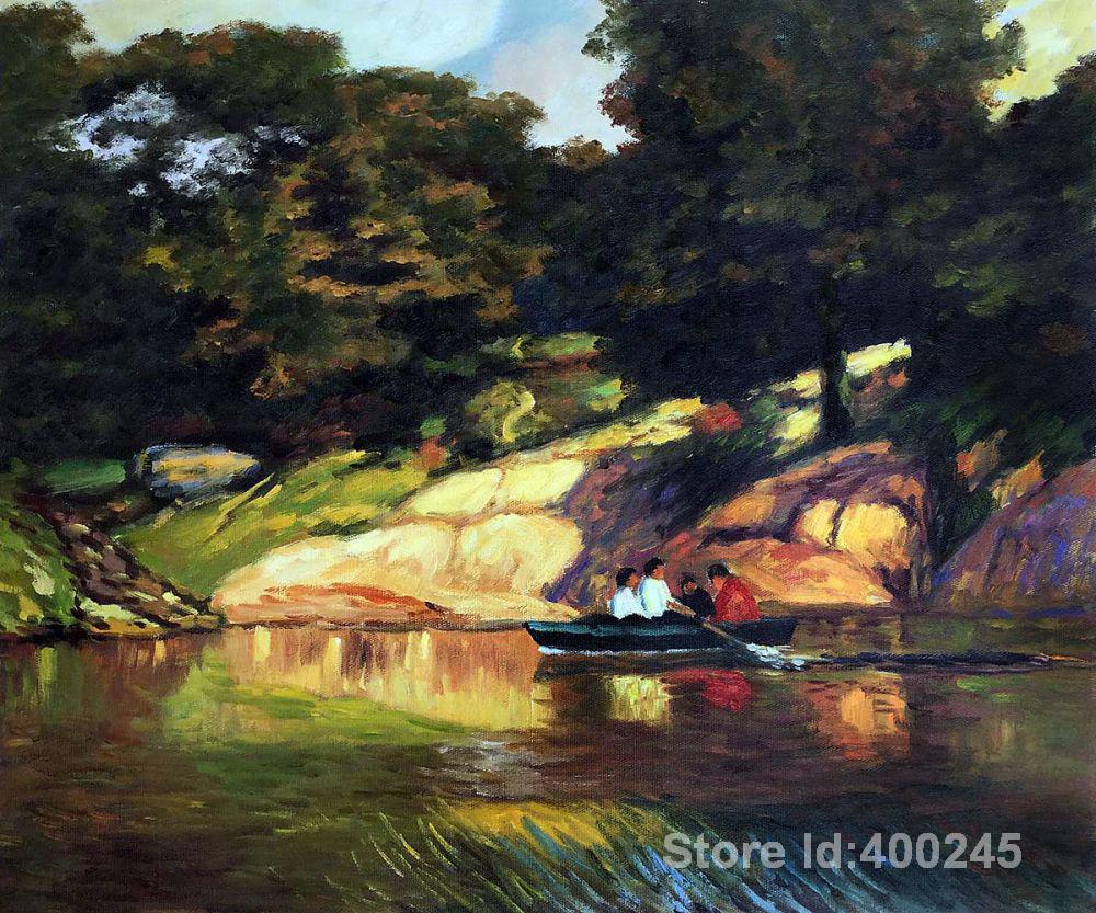 Oil painting beach scene Boating in Central Park Edward Henry Potthast artwork on canvas Handmade High Quality