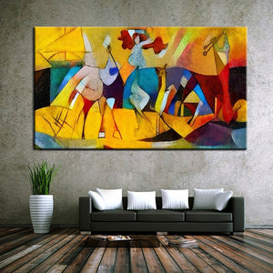 100% Hand Painted Yellow Individuality Abstract Hand Made Wall Pictures Oil Painting On Canvas Religious Wall Art For Living