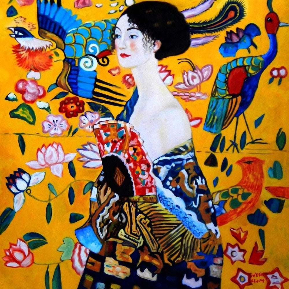 100% Hand-painted Portrait gustav klimt - virgin art 30x30 inch   girl  oil painting - museum quality The kiss Klimt