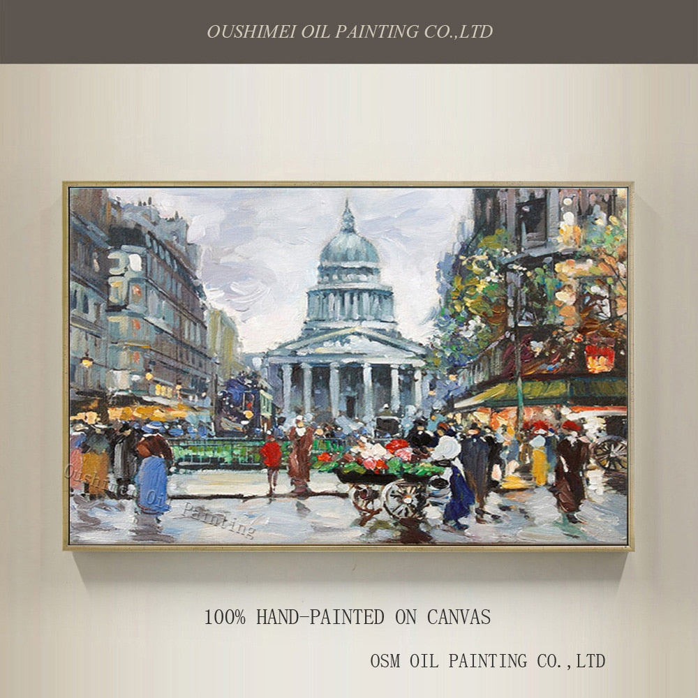 Professional Artist Hand-painted High Quality Streetscape Oil Painting On Canvas Impression Street Oil Painting For Decorative