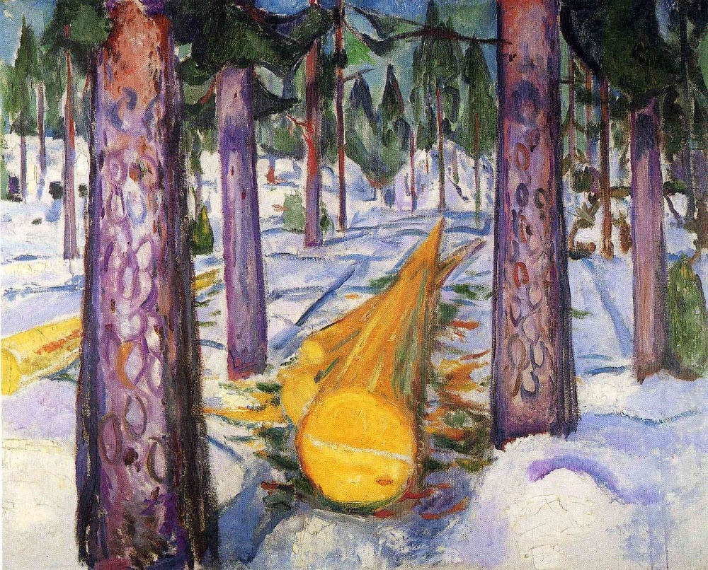 Oil Painting Reproduction on Linen Canvas,the-yellow-log-1912 by Edvard Munch,100% handmade,abstract oil painting