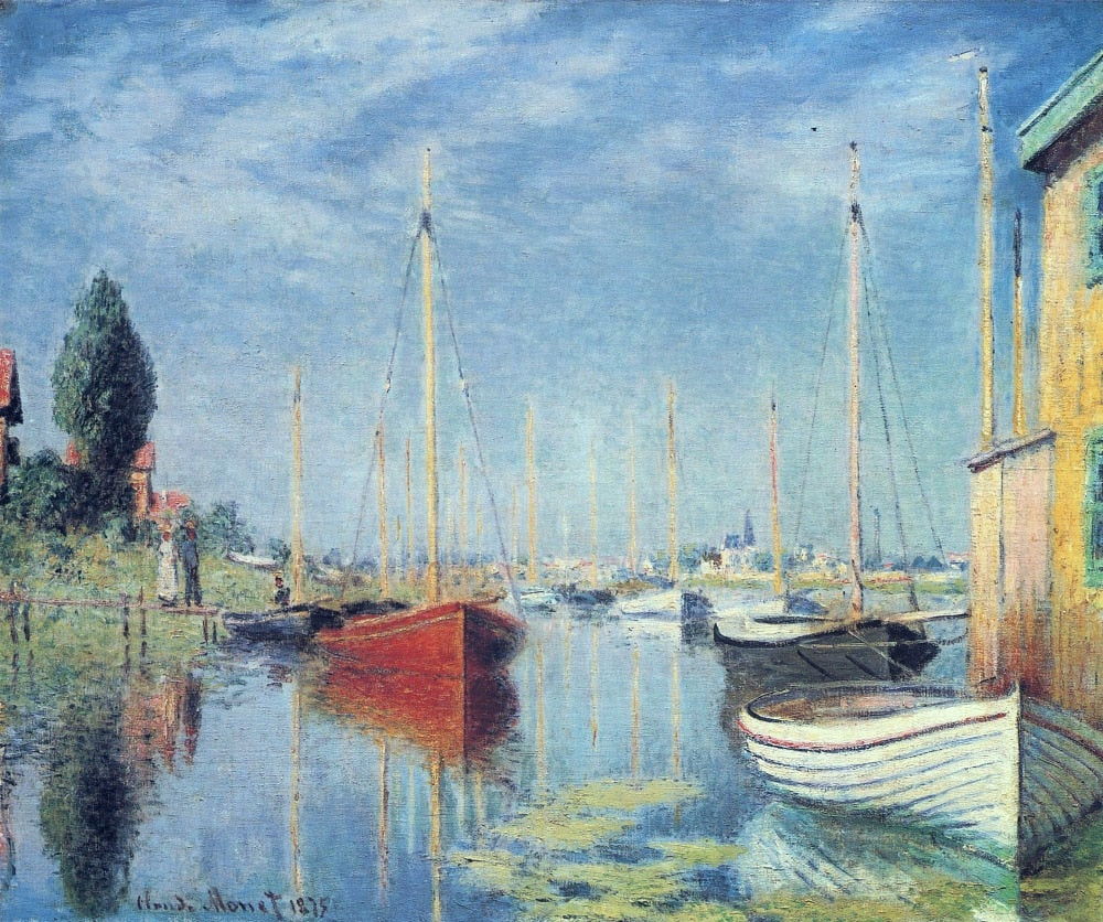Oil Painting Reproduction on Linen canvas,argenteuil-yachts-02 by claude monet,100% handmade,museum quality