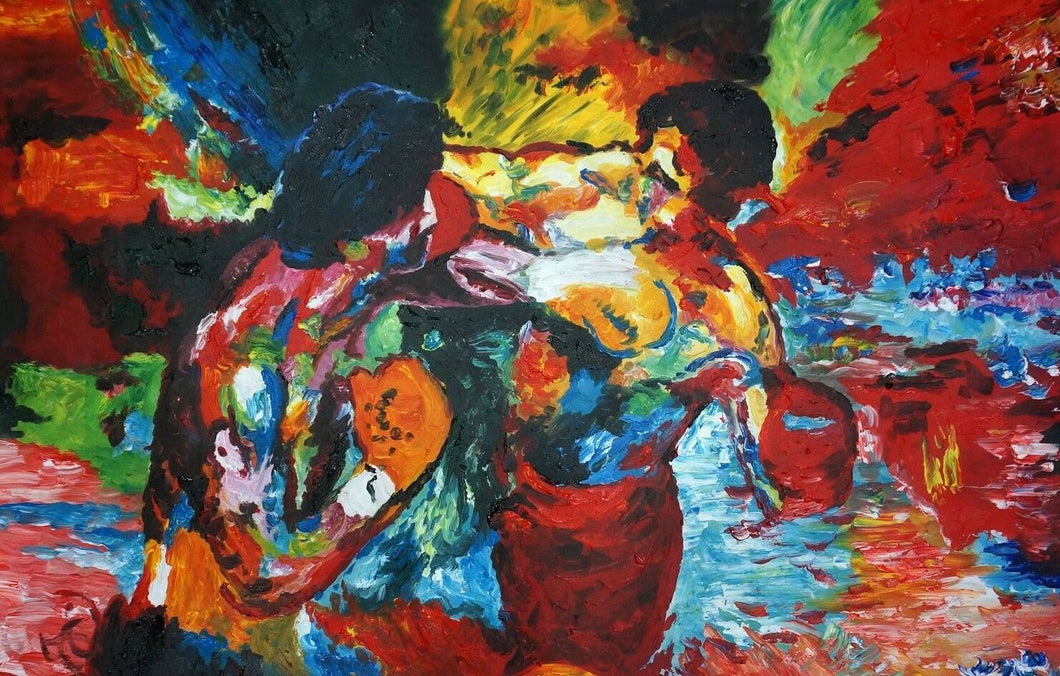 100%Handmade Rocky 3 Oil Painting 30x20 NOT a print poster.Box Framing Avail. Apollo Creed