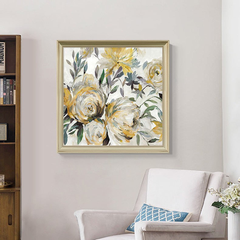 Oil painting hand-painted living room decoration painting sofa background American triple Jane European painting