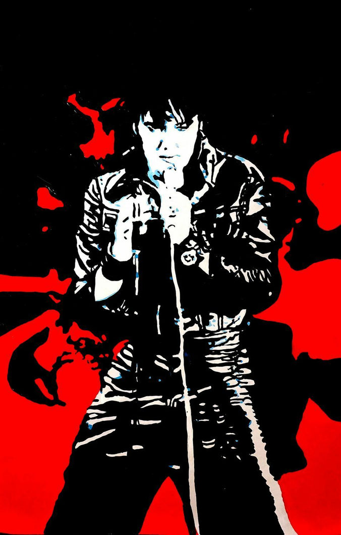 100% Handpainted Elvis Presley Oil Painting 28x16 not print or poster 68 comeback Hawaii Vegas