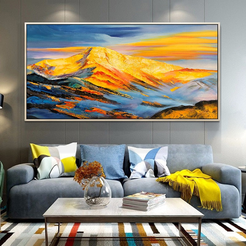 Hand-painted Abstract Oil Painting Sunshine Jinshan Modern Scandinavian Living Room Backdrop Paintings Decorative Painting Offic