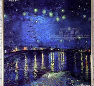 Famous Art Hnadpainted Masters Starry Night Vincent Van Gogh Oil Painting Wall Art Picture Living Room Canvas Vertical version