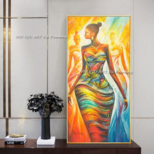 Load image into Gallery viewer, New Large Size 100% Handmade Yellow Dress Woman Oil Painting On Canvas Hand Painted For Room Decoration Modern Figure Picture