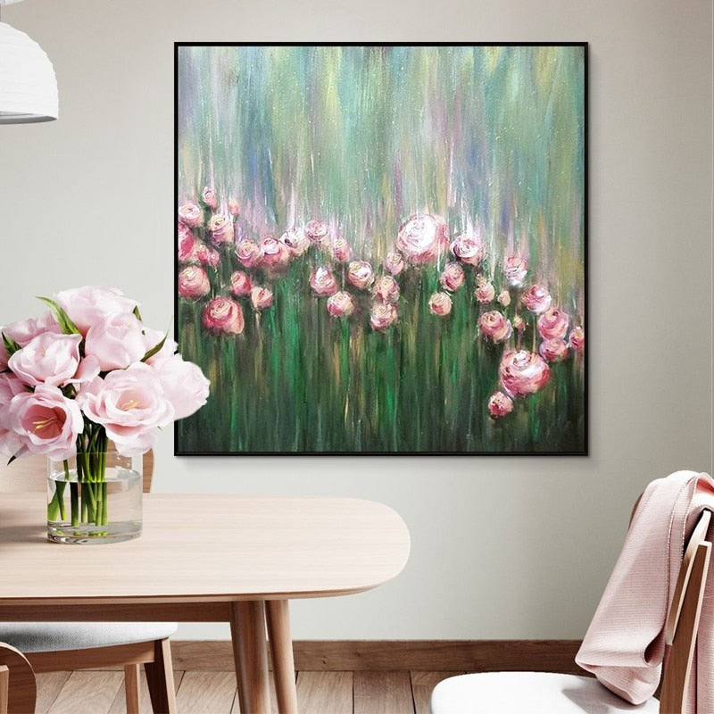 Oil painting hand-painted living room decoration painting sofa background American triple Jane European painting