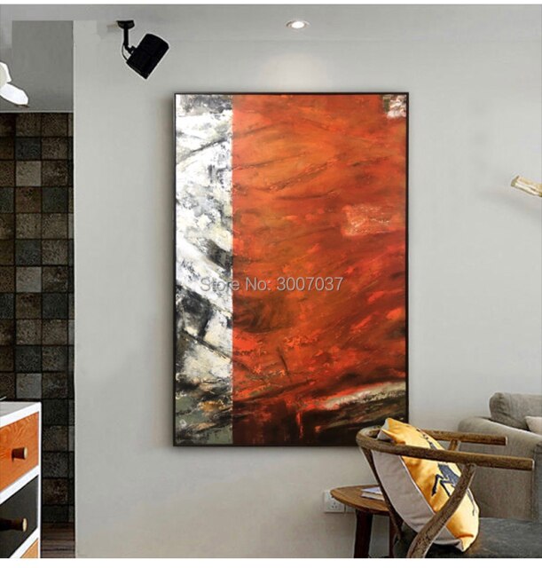 Big size Handmade Abstract Red and Black Color Oil Painting Home Decor Oil Painting on Canvas