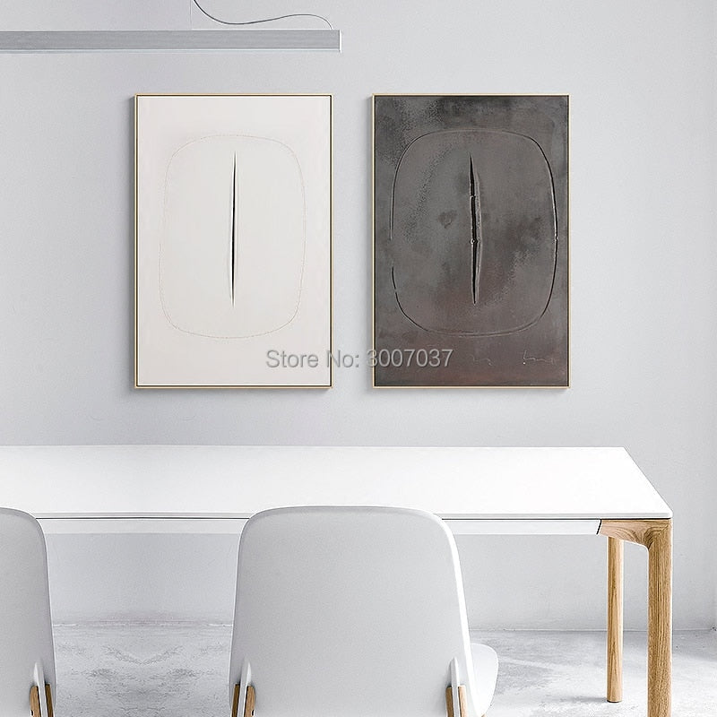 Master Lucio Fontana Abstract Home Decorative Canvas Painting Porch Handmade Oil Painting Living Room Bedroom Study Decoration