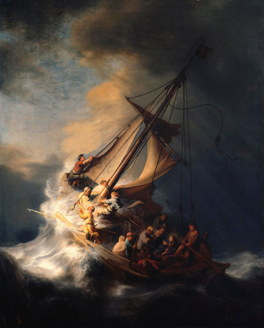 100% handmade Oil Painting Reproduction on linen canvas,Christ in the storm on the sea  by Rembrandt Van Rijn