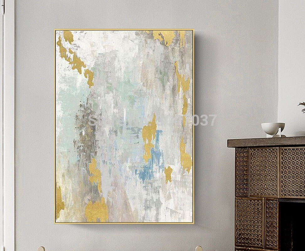 Excellent Quality Handmade Abstract Golden Foils Oil Painting on Canvas Wall Picture Oil Canvas Painting for Home Decor