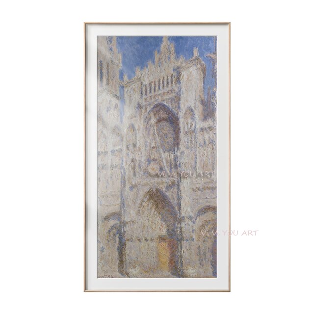 100% Handmade Claude Monet Famous Painting  Rouen Catherdral : The Portal Canvas Painting Poster for Living Room No Framed