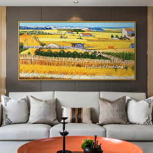 Handmade Oil Painting On Canvas Wheat Field Near Arles Of Vincent Van Gogh Reproduction Famous  Wall Art For Home Decoration
