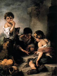 100% Handmade Oil Painting Reproduction on linen canvas,Children playing with the dice by Murillo