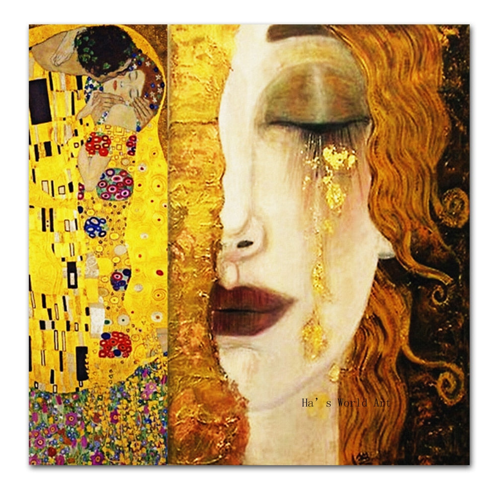 High quality 100% handmade Oil painting Canvas Reproductions Golden Tears by Gustav Klimt hand painted Painting for Bedroom