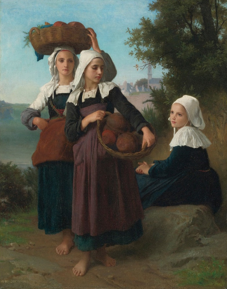 Handmade Oil painting reproduction Girls returning from the market by William Bouguereau