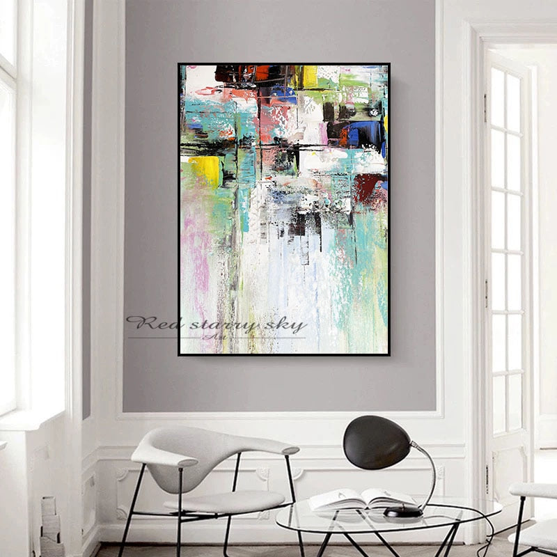 Pure hand-painted canvas oil painting handmade color abstract painting living room wall painting home decoration art frameless p